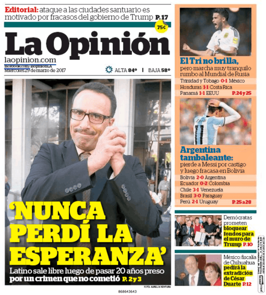 La Opinion Mon-Sun 7 Day Delivery For 3 Months - TX Corrections Bookstore 